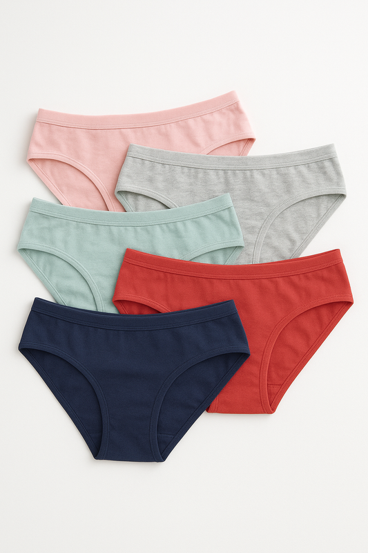 Pack of 05 Soft Cotton Underwear Panties for Girls & Women Multi Colour Cotton Panties